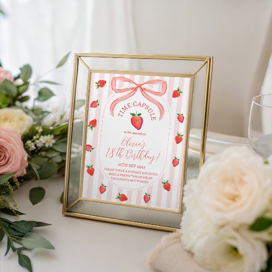 Signe De Table Strawberry Time Capsule Table Sign