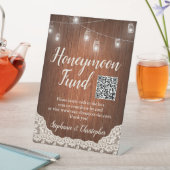 Signe De Table String Lights Rustic Wood Script Honeymoon Fund (In SItu)