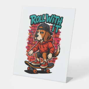Signe De Table Style de rue Beagle Skateboard Graffiti Art