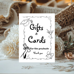 Signe De Table Style Doodles Main Draduation Cadeaux et carte