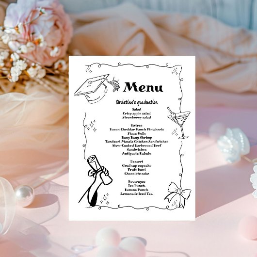 Signe De Table Style Doodles Whimsical Hand Dradud Graduation