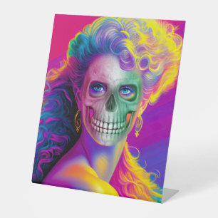 SIGNE DE TABLE STYLE HALLOWEEN VISAGE DE CRÂNE COLORÉ MODERNE