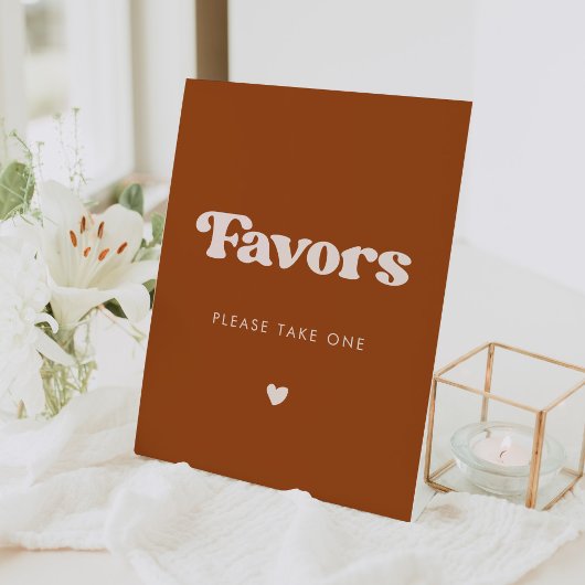 Signe De Table Style rétro Burnt Orange Wedding Faveurs