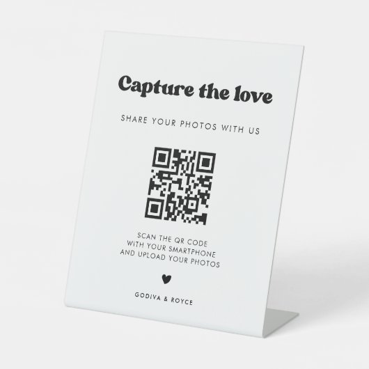 Signe De Table Style rétro noir & blanc Capturer l'amour (Recto)