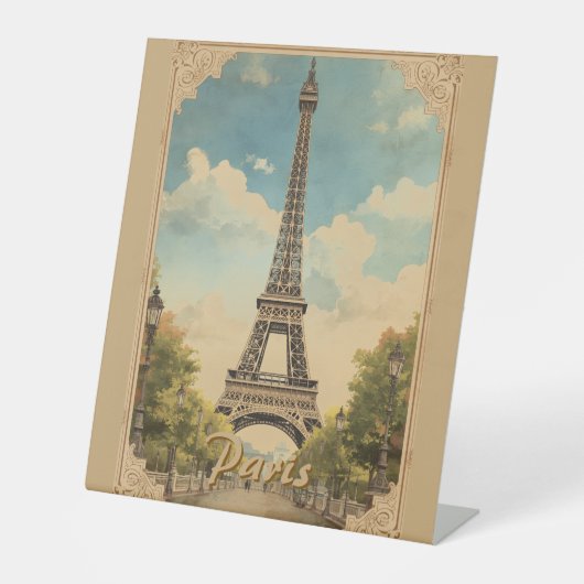 Signe De Table Style Vintage Paris Tour Eiffel (Recto)