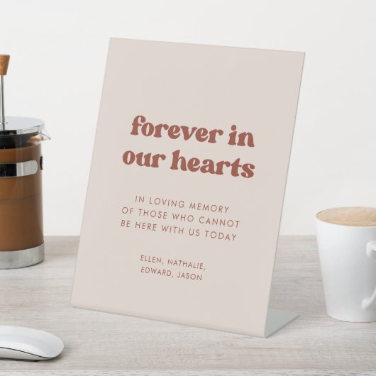 Signe De Table Stylish retro Peach Pink Forever dans nos coeurs (In SItu)