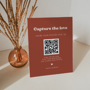 Signe De Table Stylish retro Terracotta Capturez l'amour