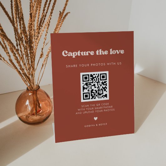 Signe De Table Stylish retro Terracotta Capturez l'amour