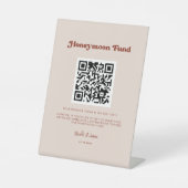 Signe De Table Stylo retro Peach Pink Honeymoon fund Code QR (Recto)
