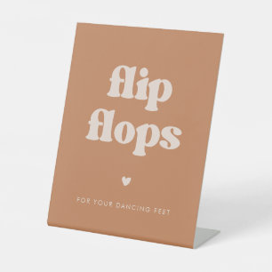 Signe De Table Sucre Brown rétro élégant Flip Flops mariage