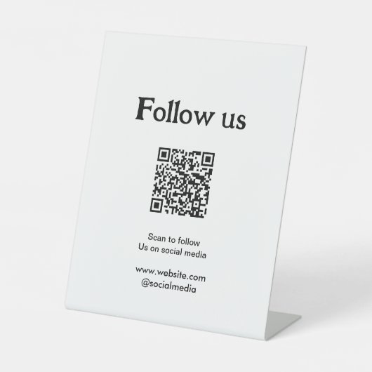 Signe De Table Suivez-nous sur les médias sociaux scanner code QR (Recto)