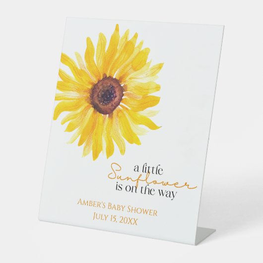 Signe De Table Sunflower Baby Shower Pedestal Sign (Recto)