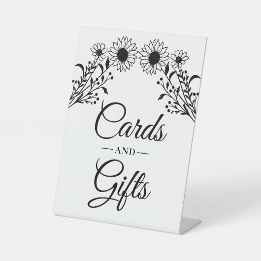 Signe De Table Sunflower Black Blanc Floral Cartes Cadeaux Mariag (Recto)