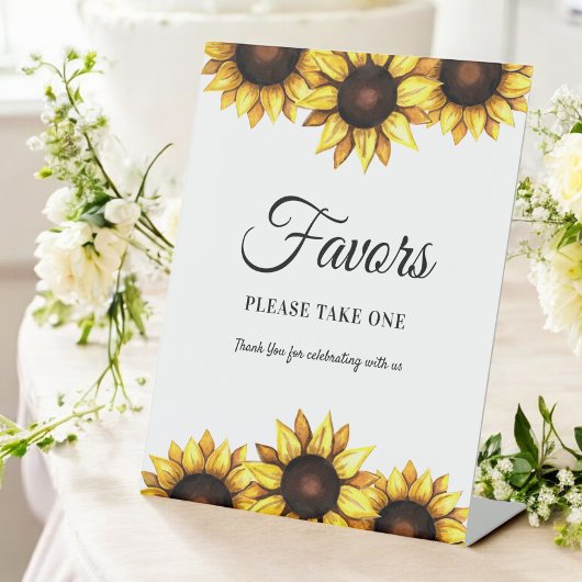 Signe De Table Sunflower Favore Mariage Jaune Blanc