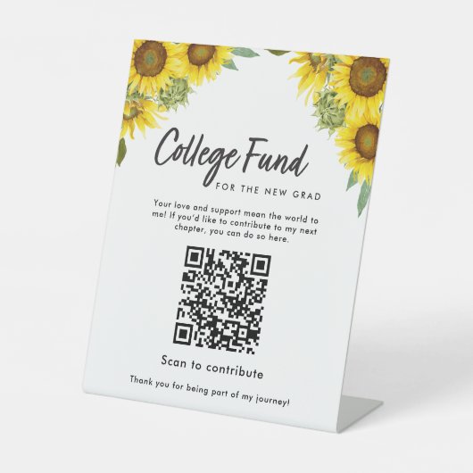 Signe De Table Sunflower Graduation College Fund QR Code (Recto)