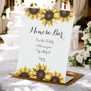 Signe De Table Sunflower Mimosa Bar Floral Jaune Blanc