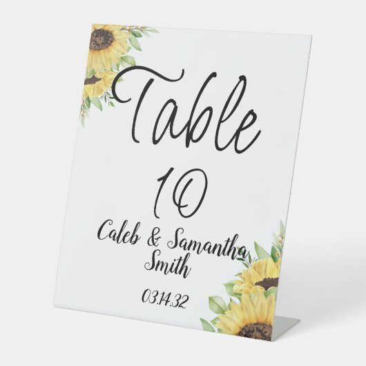 Signe De Table Sunflower wedding (Recto)