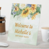 Signe De Table Sunflowers Eucalyptus fête d'anniversaire Bienvenu (In SItu)