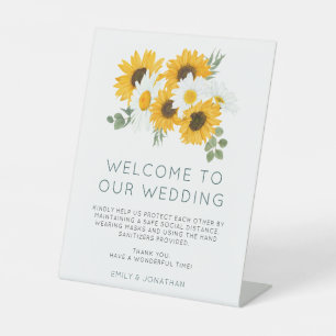 Signe De Table Sunflowers Mariage Bienvenue COVID Safety