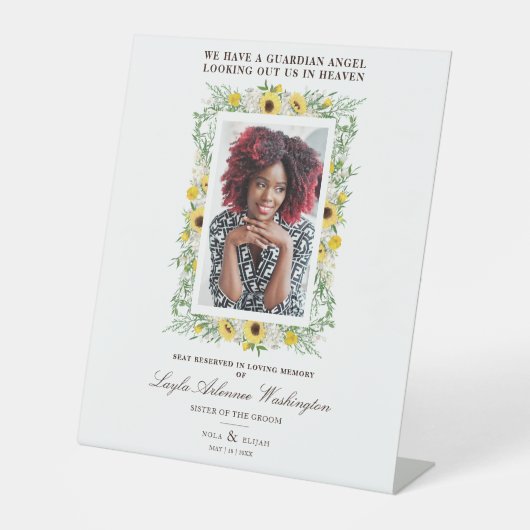 Signe De Table Sunflowers Photo Remembrance Wedding Dear Ones (Recto)