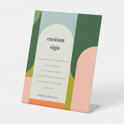 Signe De Table Super Retro Arch Abstrait Mariage Personnalisé (Recto)