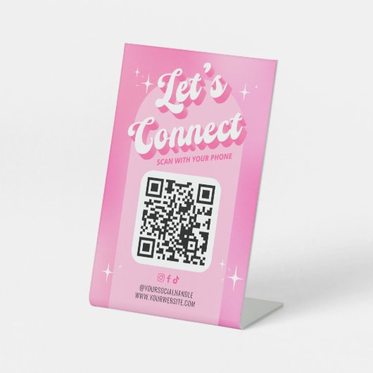 Signe De Table Super rose tendance Connectons le code QR scannabl (Recto)