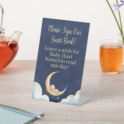 Signe De Table Sur la lune Bébé Baby shower à thème céleste (In SItu)