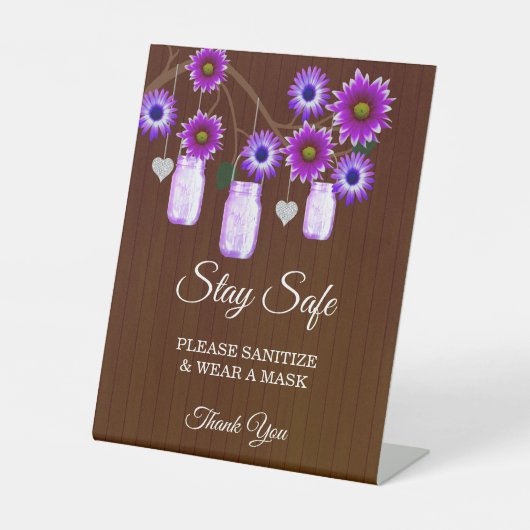 Signe De Table Sûreté de mariage dans un pot Mason à fleurs viole (Recto)