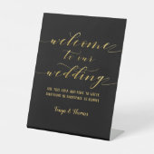 Signe De Table Swash Font Calligraphy Black Gold Welcome Mariage (Recto)