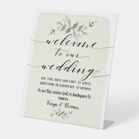 Signe De Table Swash Police Writing Calligraphy Russe Welcome (Recto)