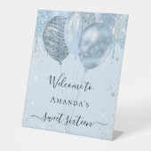 Signe De Table Sweet 16 baby blue ballons fête bienvenue (Recto)