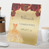 Signe De Table Sweet 16 parties scintillant or rouge robe accueil (In SItu)