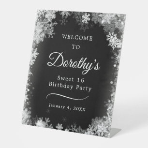 Signe De Table Sweet 16 Winter Wonderland Snowflake Bienvenue
