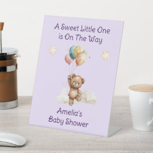 Signe De Table Sweet Little One sur le chemin Baby shower Lavende