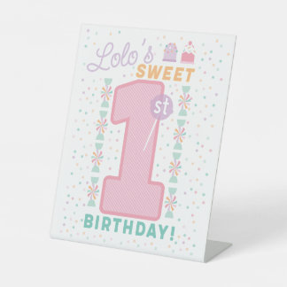 Signe De Table Sweet One First Birthday pedestal sign
