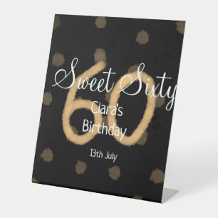 Signe De Table Sweet Soixante ajouter nom date anniversaire Polka