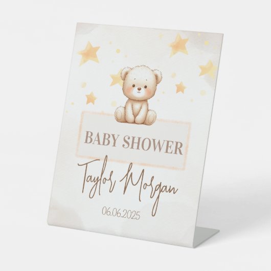 Signe De Table Sweet Teddy Bear Baby Shower (Recto)