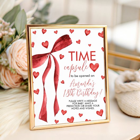 Signe De Table Sweetheart 1st Birthday Time Capsule Sign