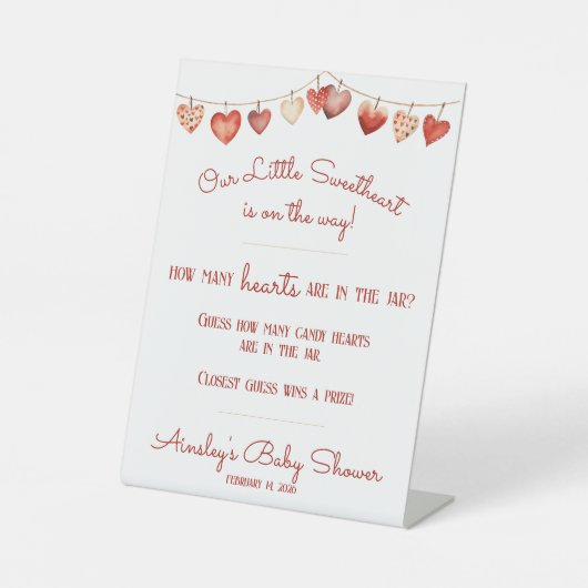 Signe De Table Sweetheart Baby shower Devine Combien De Coeurs Je (Recto)
