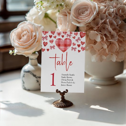 Signe De Table Sweetheart Table Number Sign with Guest Names