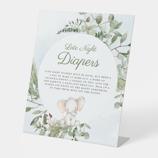 Signe De Table Symbole Baby shower éléphant des plongeurs de nuit (Recto)