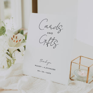 Signe De Table Symbole blanc moderne de mariage cartes et cadeaux