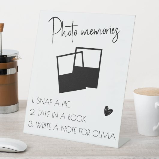 Signe De Table Symbole blanc personnalisé des souvenirs photo (In SItu)