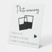 Signe De Table Symbole blanc personnalisé des souvenirs photo (Recto)