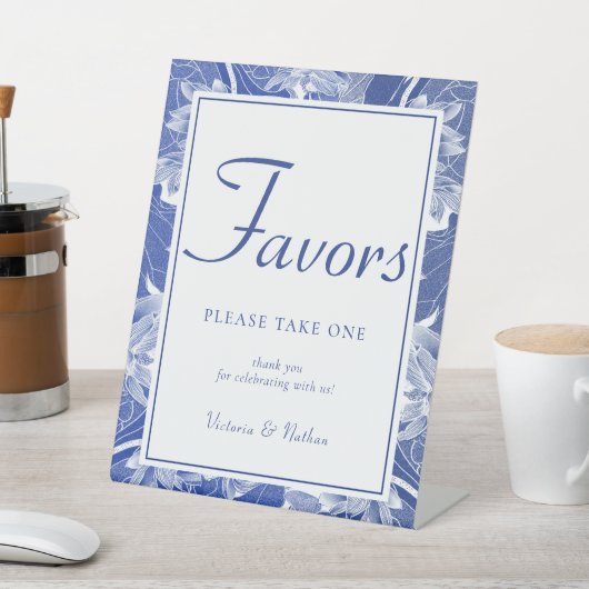 Signe De Table Symbole bleu blanc Chinoiserie Floral Wedding Favo (In SItu)