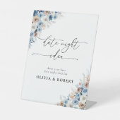 Signe De Table Symbole bleu Boho Floral Date Nuit Idée (Recto)
