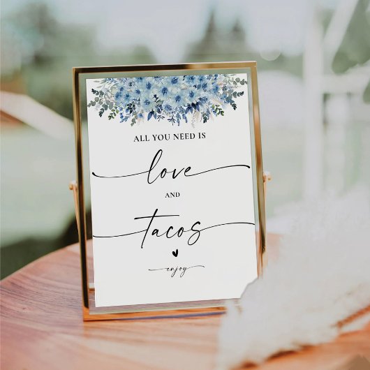 Signe De Table Symbole bleu Boho Love et Tacos