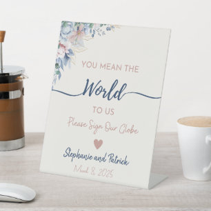 Signe De Table SYMBOLE Bleu Floral Mariage Guest Globe