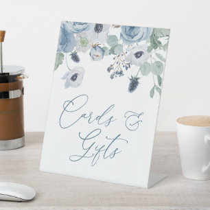 Signe De Table Symbole Blue Anemones Fleurs Douche Cartes & Cadea