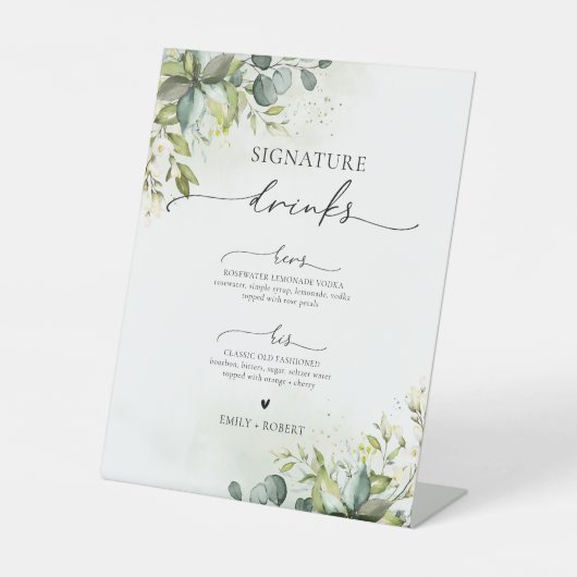 Signe De Table Symbole boisson verte Signature (Recto)